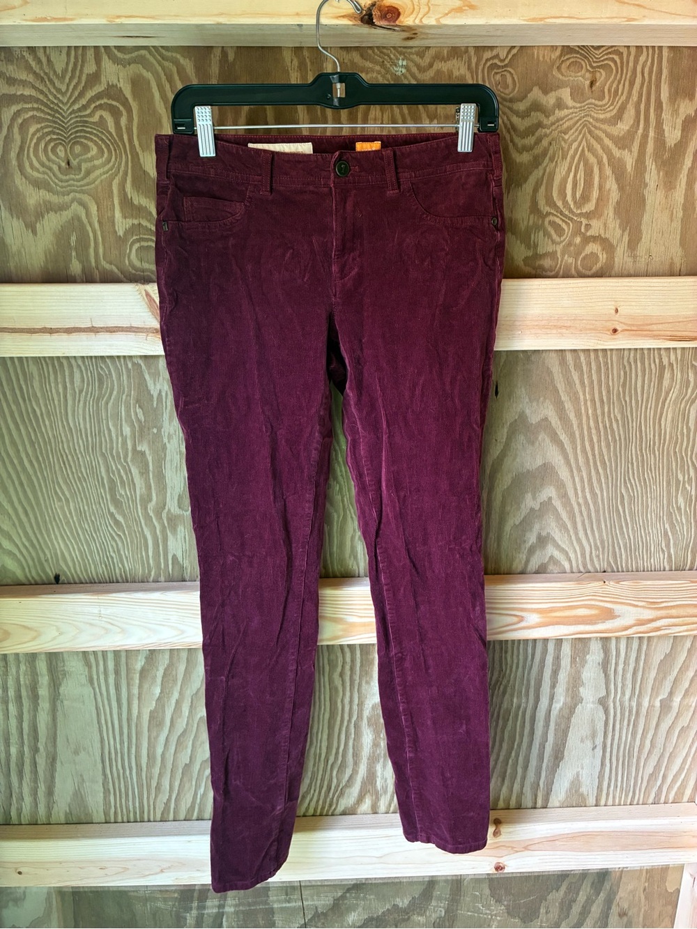 Pilcro and the Letterpress Corduroy Slim Pants in Burgundy